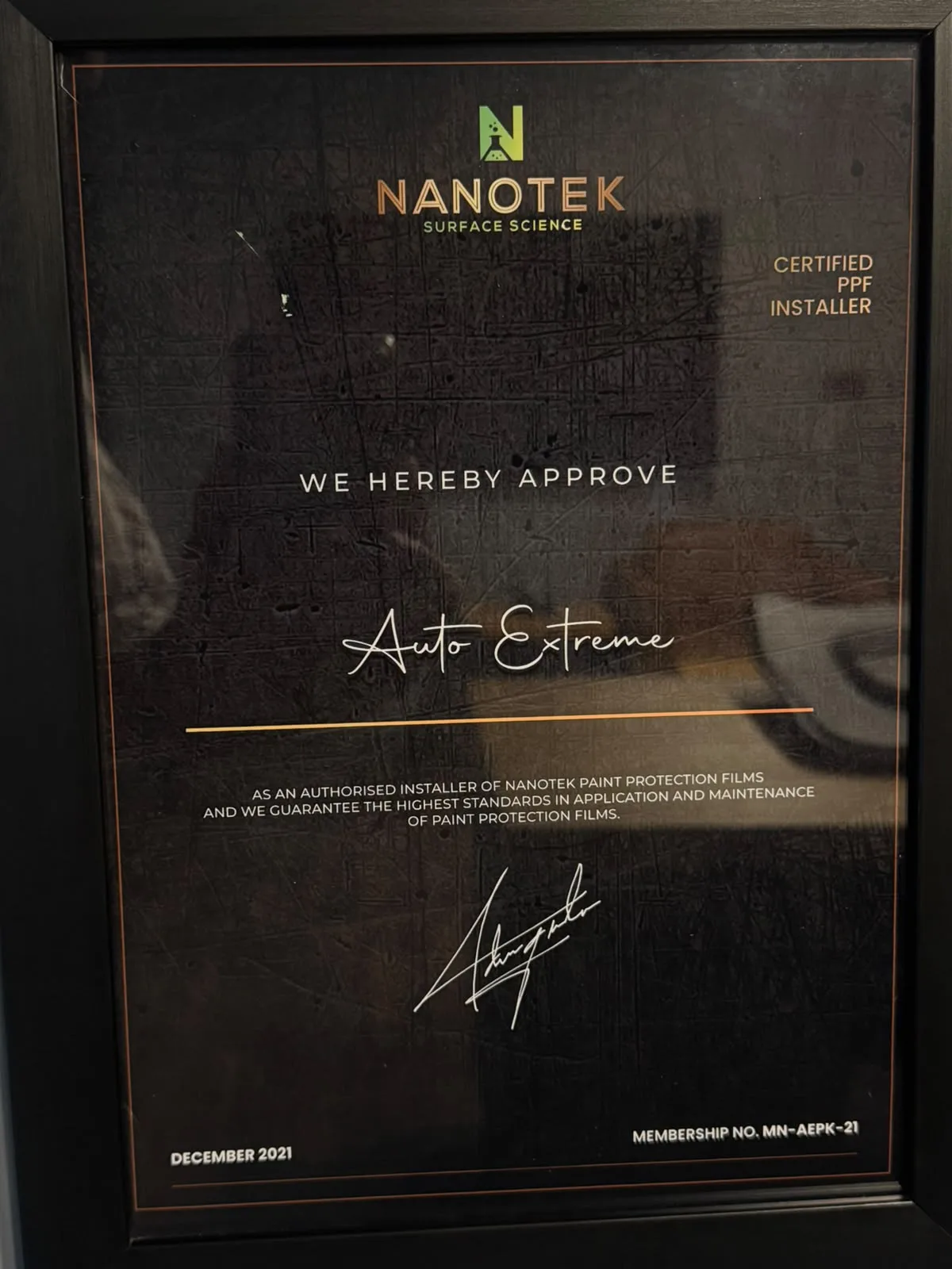 Nanotek — Certified Applicator certificate